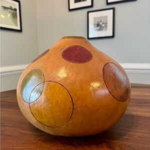 Gourd Art Sculpture Lg Vase Handmade Shelley Madariaga San Diego 2007 Polka Dot